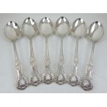 A set of six silver Kings Pattern table spoons, C J Vander, London 1961.