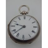 A Victorian silver open face key wind pocket watch, fusee movement,