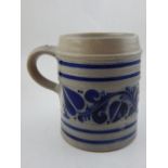 An early 18th century Westerwald George I coronation mug, circa 1714, three pint capacity,