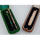 A 9 carat yellow gold pocket knife, together with a 9 carat yellow gold toothpick,