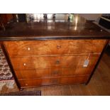 A 19th century walnut and ebonised Biedermeier style secretaire chest,