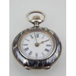 A late 19th / early 20th century ladies French silver and niello open face fob watch,