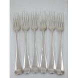 A set of six George III silver table forks, George Smith & William Fearn, London 1789-90.