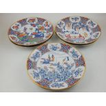 Six Japanese dinner plates, gilt edge,