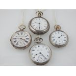 A late 19th century silver Waterbury series J keyless wind open face pocket watch,