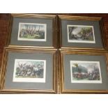 A set of four 19th century coloured engravings, colonial battle scenes, including Repelling a Sortie