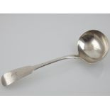 An Irish Georgian silver sauce ladle, Dublin 1812 by Samuel Neville and William Law, engraved