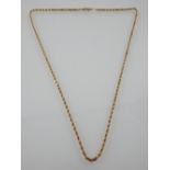 A 14ct yellow gold rope twist necklace, stamped 14k to clasp, 8g.