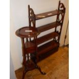 A reproduction mahogany wig stand, together with a four tier mahogany wall bracket. (2)