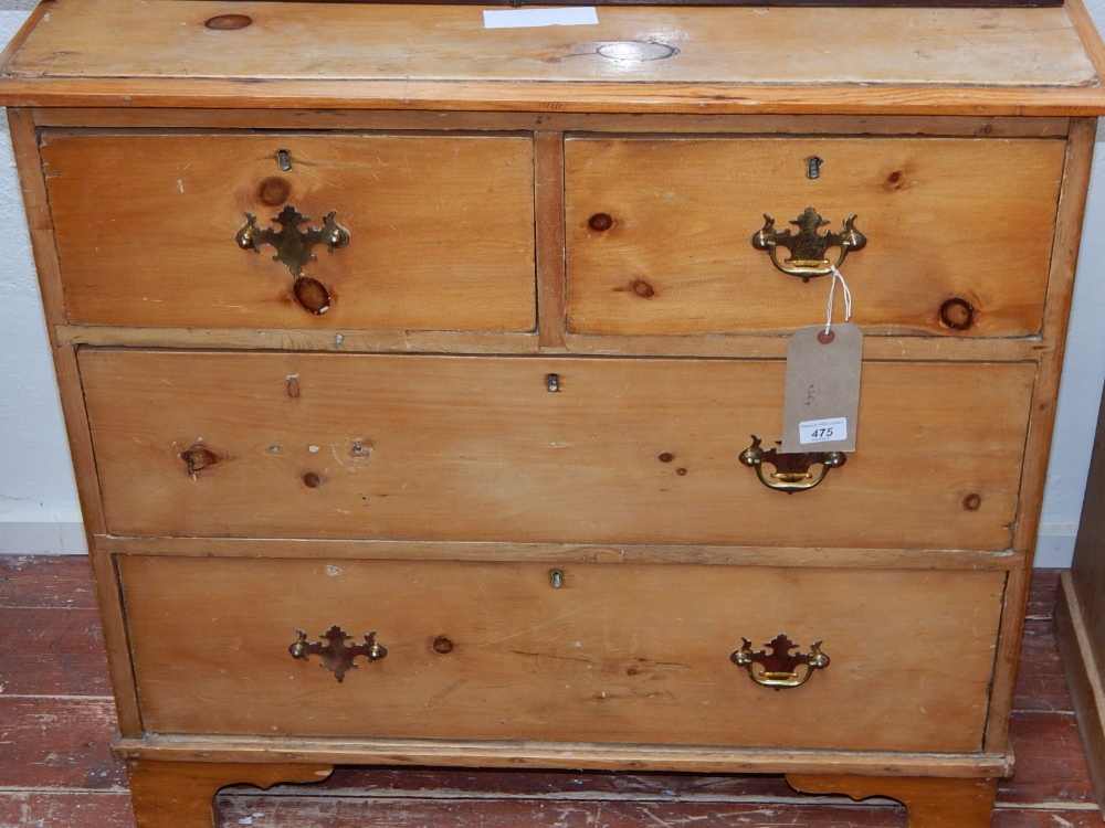 A late Victorian pine four drawer chest. W. 84cm