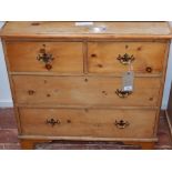 A late Victorian pine four drawer chest. W. 84cm