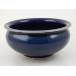 An Chinese cobolt blue bowl, bears blue kite mark to base, diam.12cm.