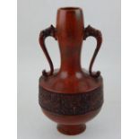 A Japanese bronze vase, with mottled red patination,