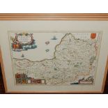 After Johan Bleau, Map of Somerset, 50 x 60cm, together with two other county maps, (3).