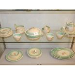 A Susie Cooper Nosegay pattern 47 piece part dinner and tea service, including teapot,