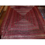 An Indian embroided silk tapestry, decorated in silvered and green thread with floral design, L.
