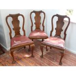 A set of three early 20th century George I style oak side chairs by James Shoolbred,