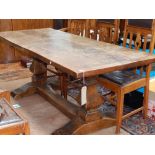 A 17th century style oak plank top table,