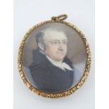 Second quarter 19th century English school, oval portrait miniature of a gentleman,