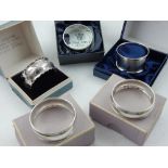 A collection of 20th century and later of napkin rings, various hallmarks,