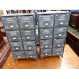 A pair of Industrial style galvanized metal eight drawer filing chests.