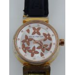 A Louis Vuitton stainless steel ladies tambour bijou quartz wrist watch