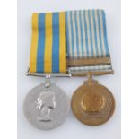 A Korean war medal, together with UN medal, presented to P. J. Carroll RN.