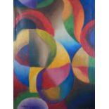 In the manner of Robert Delaunay, Abstract Colours, oil on canvas, bearing a signature lower right,