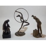 A bronze figure of a man consoling a kneeling woman, signed Barbery,