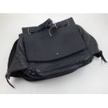 A ladies black leather handbag