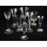 A collection of 18th century and later wine glasses,