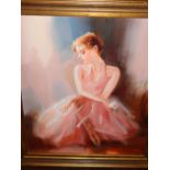 20th century school, Ballerina in a Pink Dress, oil on canvas, unsigned.