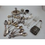 A quantity of silver, including an Armada dish, bottle tops, flatware and sundries, 27ozt.