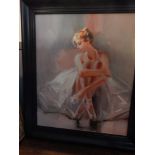 20th century school, ballerina lost in thought, oil on canvas, unsigned. 60 x 40cm