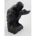 Per Palle Storm (1910 - 1994), Man Drinking, squatting drinking from a bowl, bronze, H. 17cm.