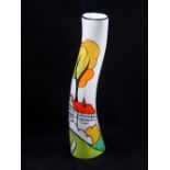 A Carlton Ware Marie Grieves painted porcelain vase, signed to base and Wingfield, 22cm.