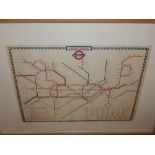 A reproduction 1930's London Transport underground map designed by Harold F Hutchison, 49 x 69