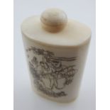 A Chinese snuff bottle, of oval tapering form, decorated with figures, H. 7cm.