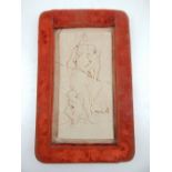 A composition plaque decorated with a young woman in low relief, 23 x 11cm.