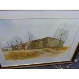 R Howding (20th century British), Farm Buildings, watercolour, signed lower right, 48 x 70cm,