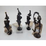 A collection of four bronze figures of clowns performing. H. 17cm (4)