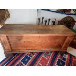 An early 18th century Italian walnut coffer, the hinged lid enclosing an interior with a candle