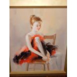 20th century Continental School, 'Study of a Ballerina', oil on canvas, 60x49cm