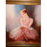 20th century school, Ballerina in a Pink Dress, oil on canvas, unsigned. 58 x 48cm