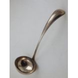 A Continental white metal ladle, thread pattern and engraved with ownership initials, 6ozt.