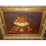 19th Century Continental, Still Life of Fruit, oil on canvas, indistinctly signed lower right. 57