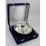 A modern Victorian style cased silver bonbon dish.