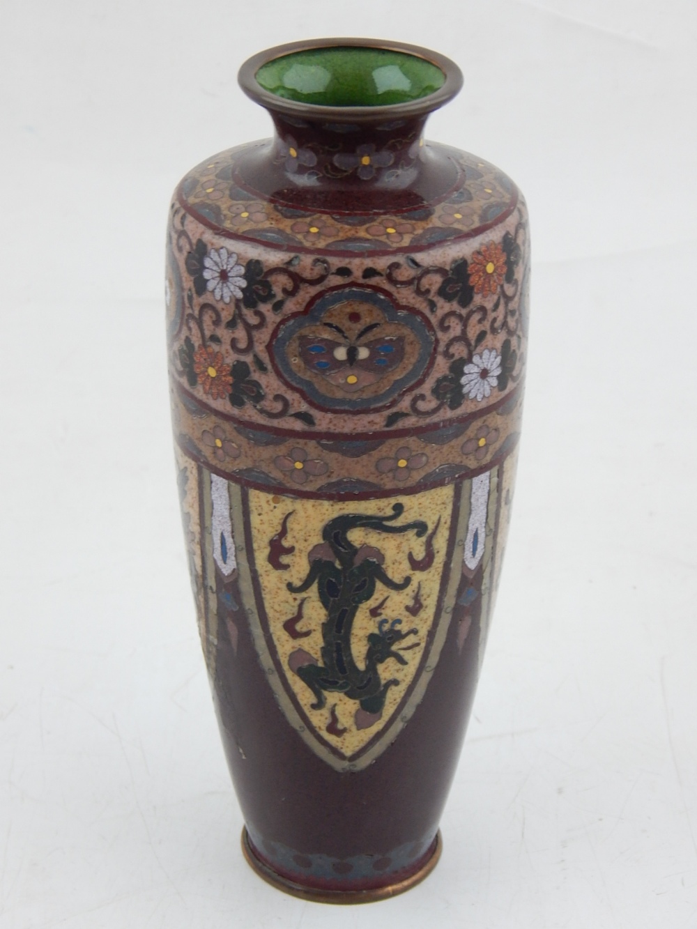 A late 19th century cloisonne vase, decorated with lappets of birds and dragons, H.18cm. - Image 2 of 2