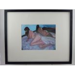 Simon Mouncey, 'Reclining Nude', oil on paper, initial to front, signed in pencil to back,