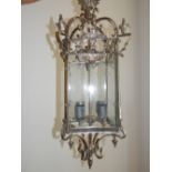 A four glass chrome plated hall lantern, H.